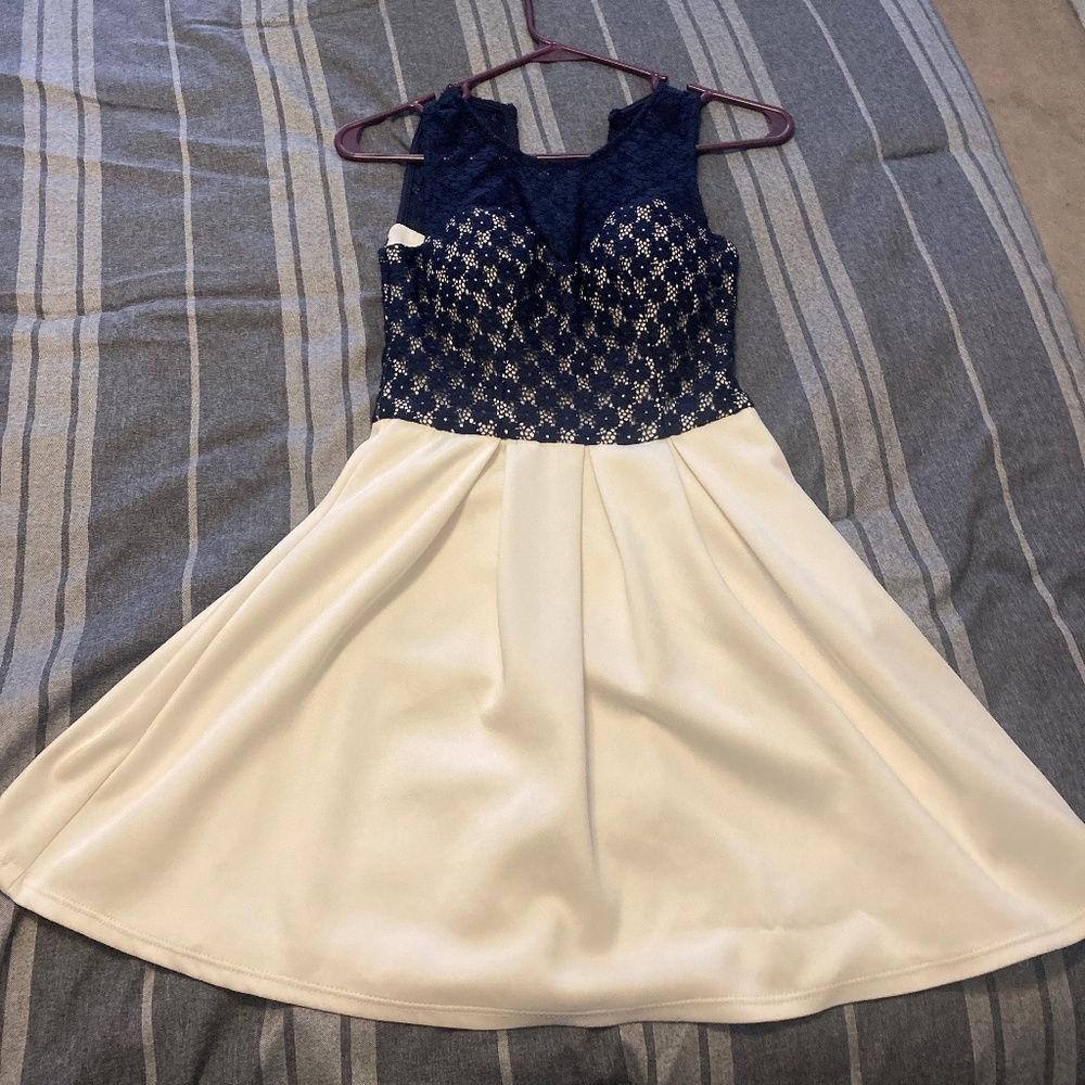 White and blue dress